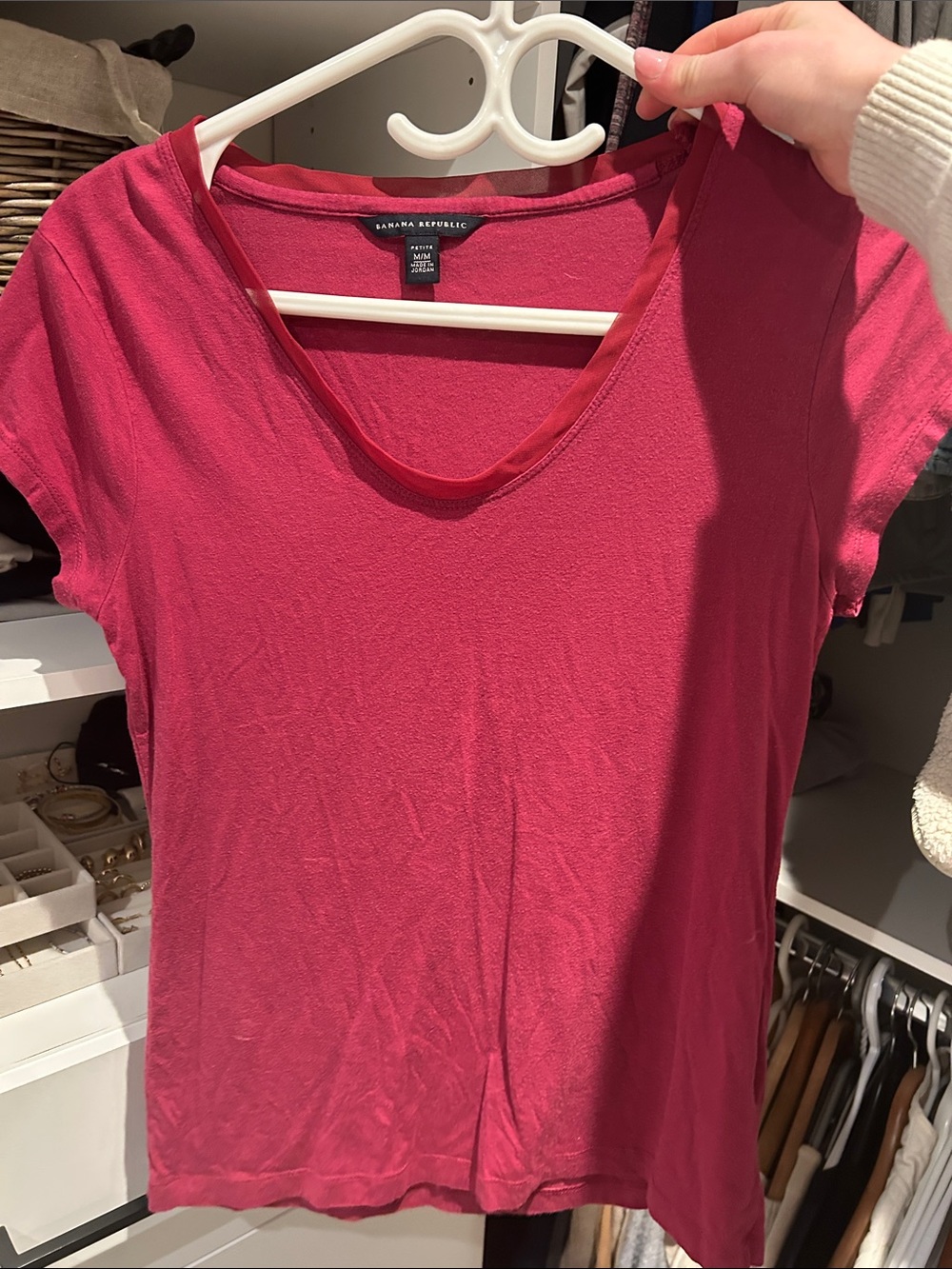 Banana Republic Women's Raspberry Short Sleeve Scoop Neck Tee